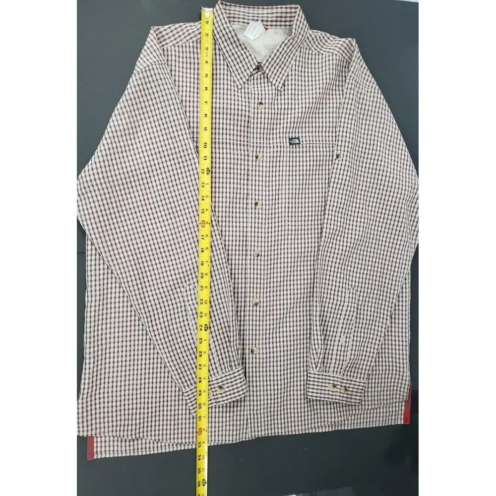 The North Face Mens XL Brown Plaid Button Up Lightweight Long Sleeve Pocket Camp